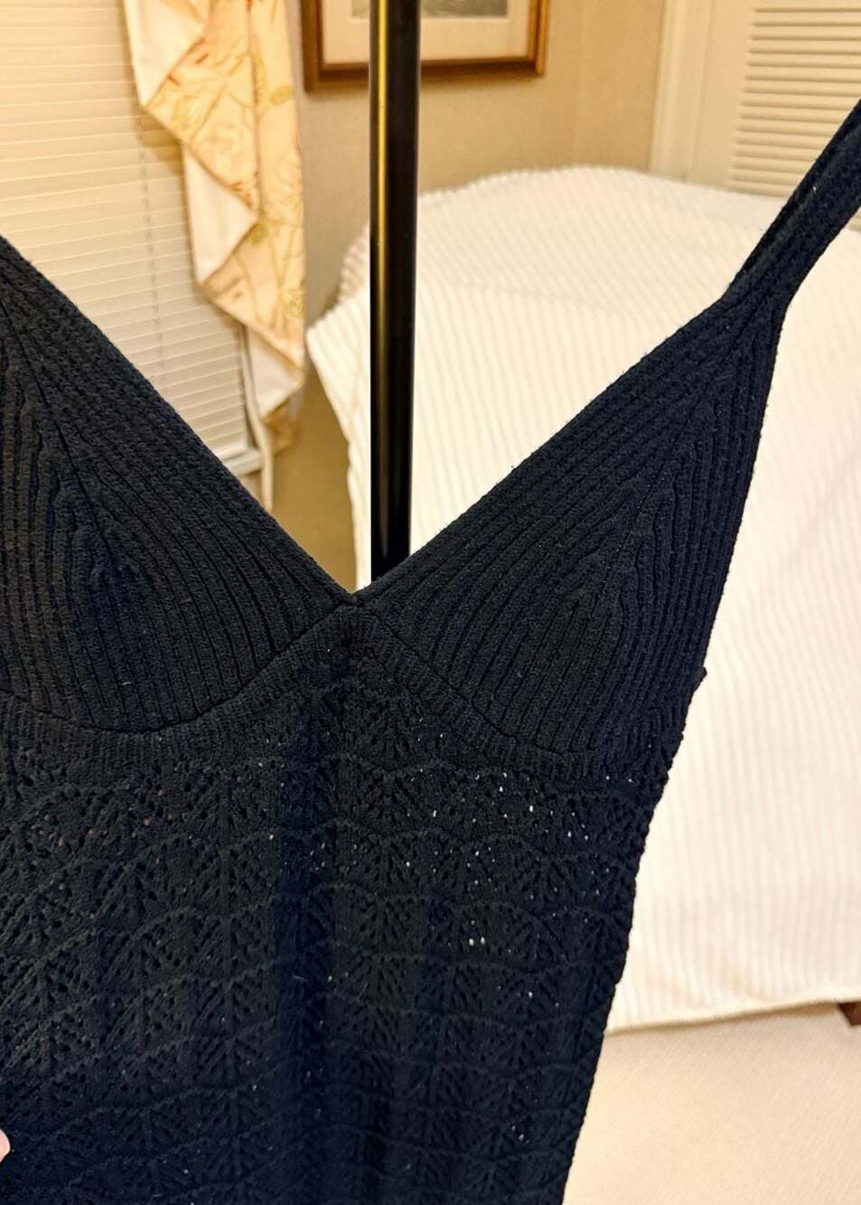 Hunter & Brown Black Crochet Knit Halter Midi Dress Size Medium